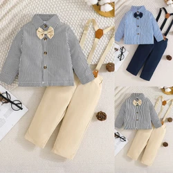 Kids Boy Gentleman Set Long Sleeve Shirt Suspender Pants Outfits Wedding Clothes. Toddler 2PCS Baby Boys Outfit Boy...