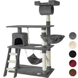 Arbre à chat 141 cm MARCEL, Griffoir, Grattoir, Sisal, Tronc + Corde de jeu + Hamac 105 cm x 60 cm x 141 cm TECTAKE....