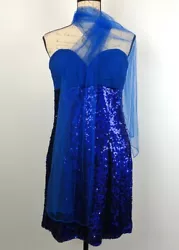 Milano Formals E1672 Royal Blue Sequin Strapless Formal Mini Dress. This is an illuminating strapless sequin mini dress...