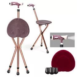Color: Brown  Material: Aluminum + ABS  Seat Height: 18.5” - 22”  Cane Height: 32” - 36”  Seat Dimension: 10”...