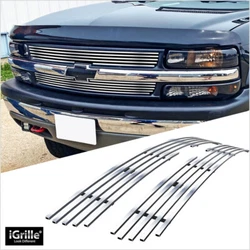Compatible with Chevy Silverado 2500 HD/3500 1999-2000. Style: 8x6 Horizontal Billet. The polished front bars will give...