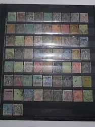 On retrouve 65 timbres obliteres. Voici un joli lot de timbres des anciennes colonies francaises en vrac. Bonne cote.