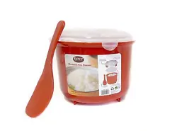 10 cup capacity - 2.6L - 87.9 Ounces. - Rice Spoon included - perfect cooking and reheating in the microwave....