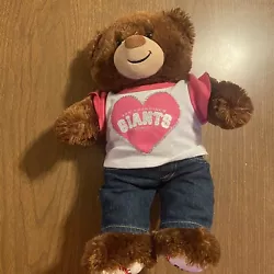 Build A Bear Teddy Bear SF Giants in Pants and Pink/white Tshirt.
