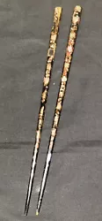 Vintage Japanese Set of Chopsticks with Inlay Mother of Pearl or Abalone 9”.
