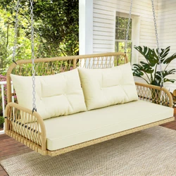High-Quality Rattan Swing: The hanging swing chair adopts high-quality 8MM flat brown rattan, which can resist UV for...
