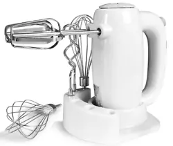 What You Get: 1 Electric Hand Mixer, 2 Beaters, 2 Dough Hooks,2 Egg Beater, 1 Storage Base, 1 User Manual. Except that...