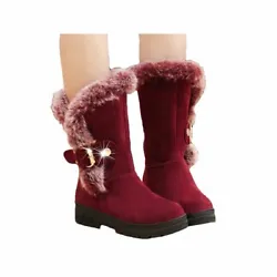 Features:Tread Sole,Warm,Fur. Style:Ankle Boots,Booties,Shoes. Toe:Round Toe. Heel Type:Flat.