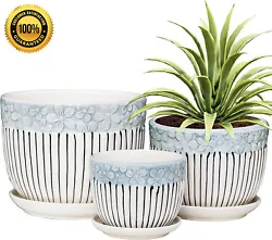 Material - Sturdy ceramic flower pots. Material - Ceramic. Size - Large：6.7