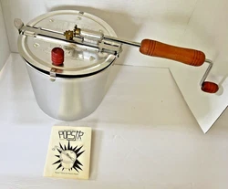 POPSTR Aluminum Popcorn Popper Original Spinner Stovetop 6 1/2 Quart Popper NEW Unit Please review all pictures, Not in...