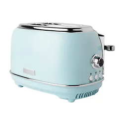 Stylish 2-slice stainless steel toaster with extra-wide slots for thick bread slices and bagels. Color: Turquoise....