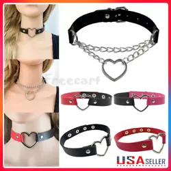 PU Leather Love Heart Collar Choker Necklace Punk Goth Adjustable Rivet Jewelry. WIDE APPLICATION: These punk choker...