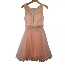 Fiesta Brand Pink Party Dress Sleeveless Rhinestones Lace Sweet 16 Quinceanera. Worn once, excellent like new condition.