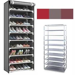 Shoe Rack 10 Layers 9 Shelf Shoes Standing Cabinet Storage Organizer Dustproof. Model: shoe cabinet. The shoe rack is...
