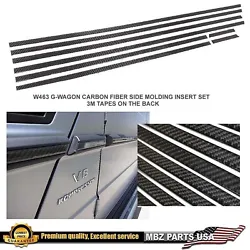 G-Class AMG 1989-2018 Carbon fiber side body molding set. (10 pieces). Double side tape is included. LIMITED WARRANTY....