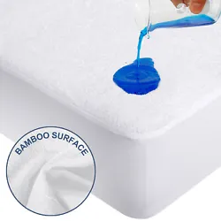 Ultra Smooth and Hypoallergenic: Our waterproof mattress protector top side is made from bamboo terry, which is a skin...