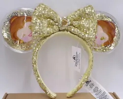 Disney Parks Minnie Mouse Belle Beauty and the Beast Emoji Sparkle Ear Headband.