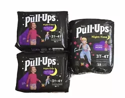 Lot Of 3 Huggies Pull-Ups Girls Nighttime Potty Training Pants,3T-4T, 18ct/each. Condition is New. Shipped with USPS...