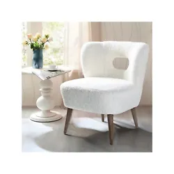 14 Karat Home Sherpa Wingback Chair with Open Back & Wooden Legs.