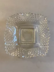Vintage 1940s Indiana glass Diamond dish tray - ruffled edge - made in USA.