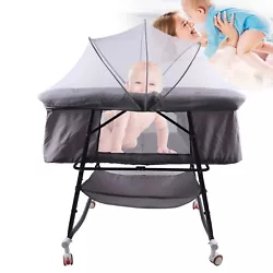 Function: with roller, with mosquito net, folding, portable. Swing the Angle gently. Bed cover material: linen. The net...