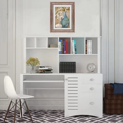 The computer desk features a hutch and open shelves to hold your books and other essentials, which leaves plenty of...