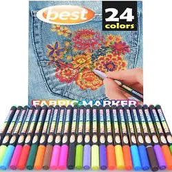 Fabric Markers Permanent Coloring Pens 24 SET Fabric Painting Dyeing Tools. Perfect for arts and crafts and making art...