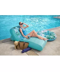 New Bestway H2OGO Luxury Fabric Covered Inflatable Pool Lounge With Cupholder.. Condition is 