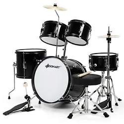 Color: Black  Material: Poplar Wood, Electroplated Steel, Leather, Stainless Steel  Straight Cymbal: 10