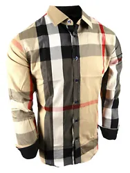 Since these are plaid, patterns will vary from shirt to shirt and size to size. 55% cotton 45% poly stretch.