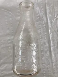 Chas Schauer Clear Glass Embossed Milk Bottle Springfield MA HAMPDEN COUNTY. Holyoke