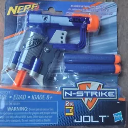 New! NERF N-STRIKE JOLT Blaster Toy Gun w/ 2 Elite Darts & Cocking Handle, Blue. Bundle of 4 for $25!