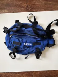 SUPREME FANNY PACK BLUE Grid Corduroy WAIST BAG PRE-OWNED TNF North Face Sling.