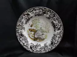 Spode Woodland Winter Scenes Snowshoe Rabbit. One plate has an extra spot of green. Another plate has a tiny raised pin...