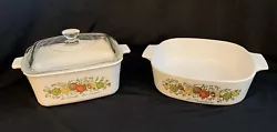 Vintage Corning Ware Spice Of Life Casserole dishes cookware Set of 2 casserole fishes 1 with lidA-2-BP-4-BC-20Used,...