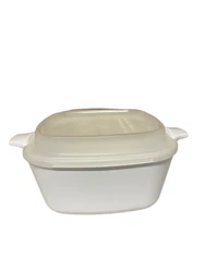 Corning Ware Casserole Small PAN #P-43-B – Plain White – Plastic Lid.