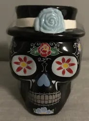 NEW Very attractive and Colorful SUGAR SKULL Day Of The Dead COOKIE JAR Dia De Los Muertos Kitchen CANISTER 7” Tall...