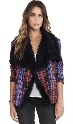 Mink Pink Shawl Collar Multicolored Coat. Shawl collar. shoulder to shoulder: 17