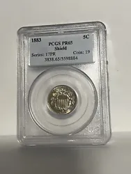 1883 5C Proof Shield Nickel PCGS PR65.