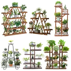 Carbonized Plant Stand Wood Indoor, Multi-Tier.