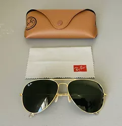 Ray ban aviator sunglasses ,3026, 62mm large, Gold Frame/ Green Lens.. Condition is Pre-owned. Shipped with USPS First...