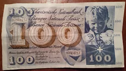 billet 100 francs suisse 1971.