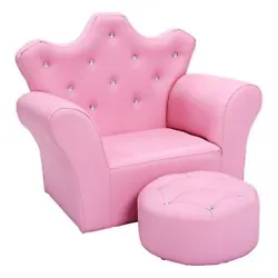 Childrens pink armchair with matching Ottoman is a fun and multi-functional addition to any kids room. It makes a great...