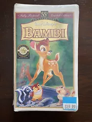 Bambi: 55th Anniversary Walt Disneys Masterpiece (VHS, Limited Edition). In shrink wrap, was kept in a dark closet of a...