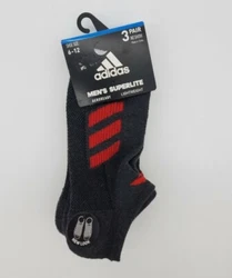 New Adidas Mens Superlite No Show 3 Pairs Sock 6-12.
