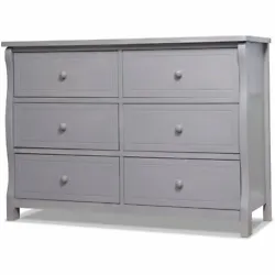 Features stylish front legs and a durable beautiful finish. Finish: Weathered Gray. Each drawer front has two simple,...