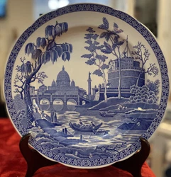 This is a gorgeous, Set of Six (6), THE SPODE BLUE ROOM COLLECTION DINNER PLATES, and they have a slightly scalloped...