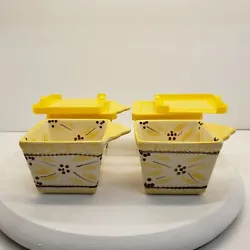 Temptations Old World Yellow Storage Containers with Lid Lot of 4.  These bright and cheery containers show no signs...