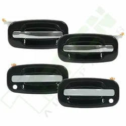 Item Description:   Aftermarket OEM Replacement Front and Rear Outer Smooth Black with Chrome Lever Door Handle Set of...