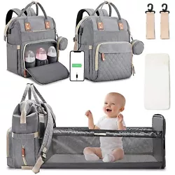 Sleek and high-end design, you can use it anywhere. 1 Diaper Bag. 🍼【Portable Crib】With 2 retractable brackets,...